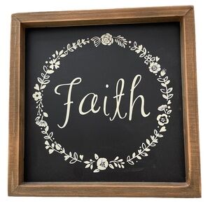 Rustic Charm Faith Wall Art - Black and Cream